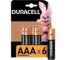 Элемент питания алкалиновый AAA/LR03-6BL Basic (блист.6шт) Duracell Б0014858