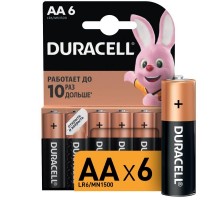 Элемент питания алкалиновый AA/LR6-6BL Basic (блист.6шт) Duracell Б0014859