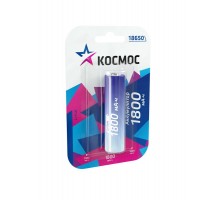 Аккумулятор Li-ion 18650 1800мА.ч без защиты (блист.1шт) КОСМОС KOC18650Li-ion18UBL1