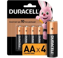 Элемент питания алкалиновый AA/LR6/MN 1500 Basic BP-4 (блист.4шт) Duracell Б0014045/Б0026815