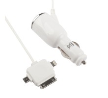 Автомобильная зарядка 4 в 1 для Apple 8 pin, 30 pin, Samsung Tab, Micro USB 5V 2.1 A, коробка