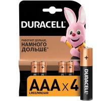 Элемент питания алкалиновый AAA/LR03/MN 2400 Basic BP-4 (блист.4шт) Duracell Б0014046/Б0026813