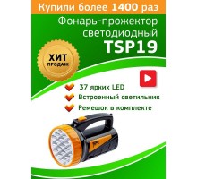 Фонарь-прожектор светодиодный TSP19 аккум. 4В 2А.ч 19+18LED ЗУ 220В (картон. упак.) Трофи C0045552/Б0008436