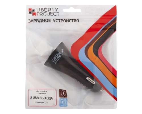 Автомобильная зарядка с двумя USB выходами 5V 2.1A черный европакет LP