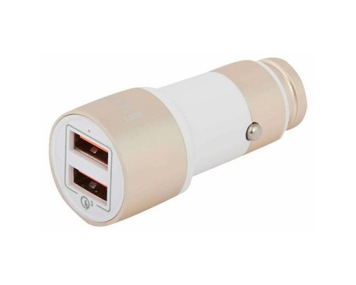 Автомобильная зарядка универсальная "Ivon" Quick Charge 3.0 с 2xUSB 3А 36W CC-33 (бело-золотая)