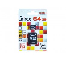 Карта памяти MicroSD T-Flash Mirex 64 Gb Class 10 UHS-1 + адаптер SD