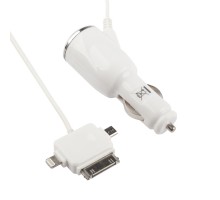 Автомобильная зарядка 3 в 1 для Apple 8 pin, 30 pin, Micro USB 5V 2.1 A, блистер