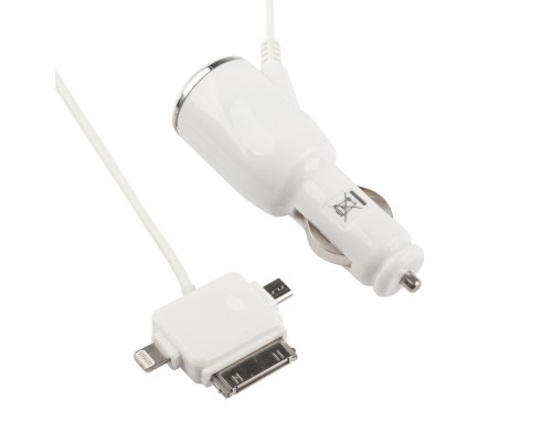 Автомобильная зарядка 3 в 1 для Apple 8 pin, 30 pin, Micro USB 5V 2.1 A, блистер