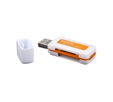 USB Картридер All in 1 Mini металлический 532 белый с оранжевым, коробка