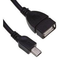 OTG Кабель USB (папа) - mini USB (мама) черный, европакет