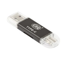 OTG 3 в 1 для Apple 8 pin, USB Type-C, Micro USB на Micro SD картридер черный, коробка